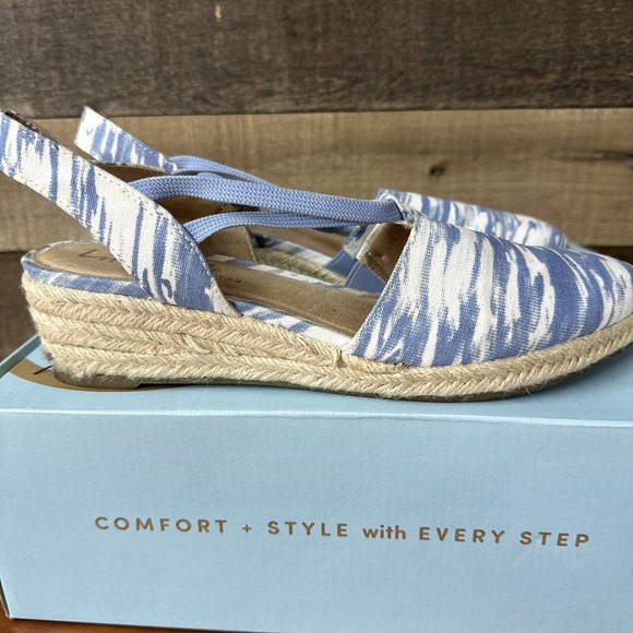 Life Stride Velocity 2.0 Katrina Espadrille Wedge Sandals Women’s US 9.5M Blue - Picture 1 of 7